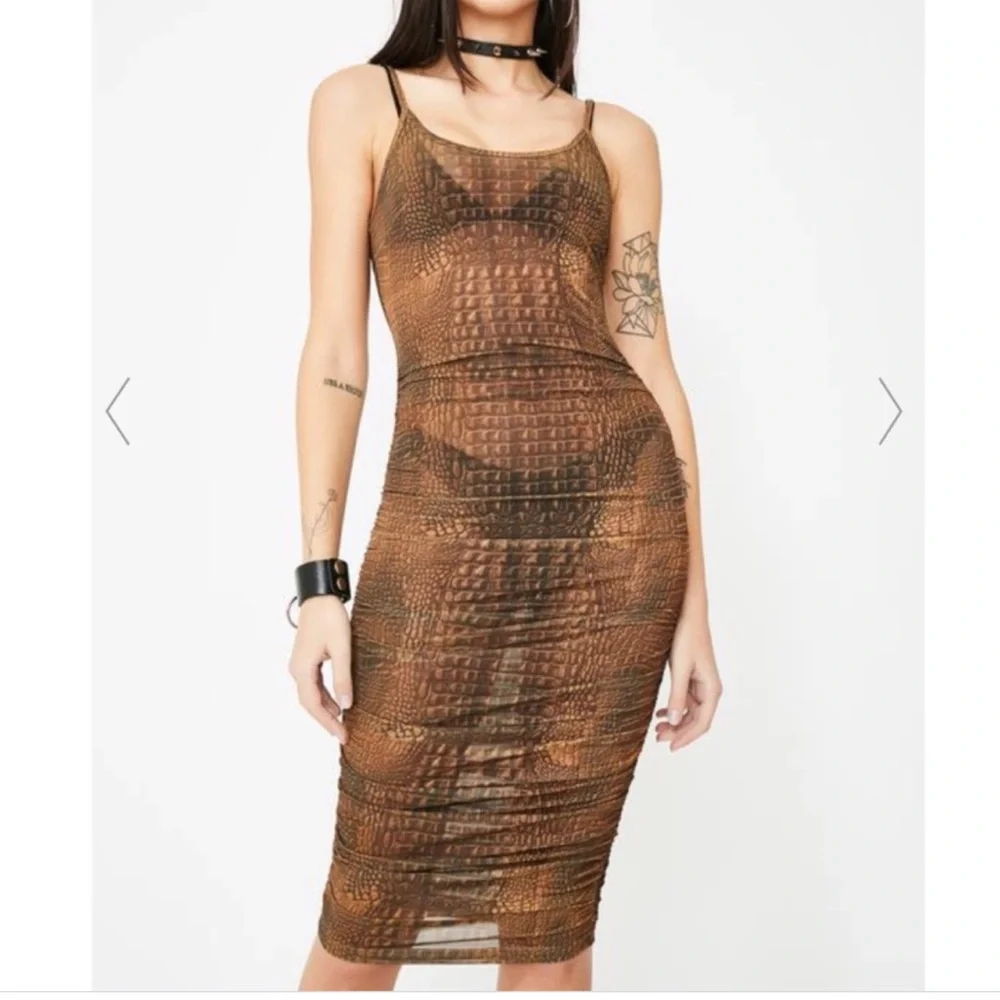 I AM GIA Selena Crocodile Sheer Dress Size M Women Sleeveless Pullover - Picture 2 of 14